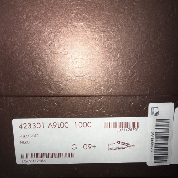 Gucci Black Mirosoft Nero Leather Sneakers Model 423301 SIZE: US 10 - Picture 10 of 11